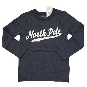 NWT J. Crew Boys' Heather Navy W/Christmas "North Pole" Graphic Tee - XXS (2-3)